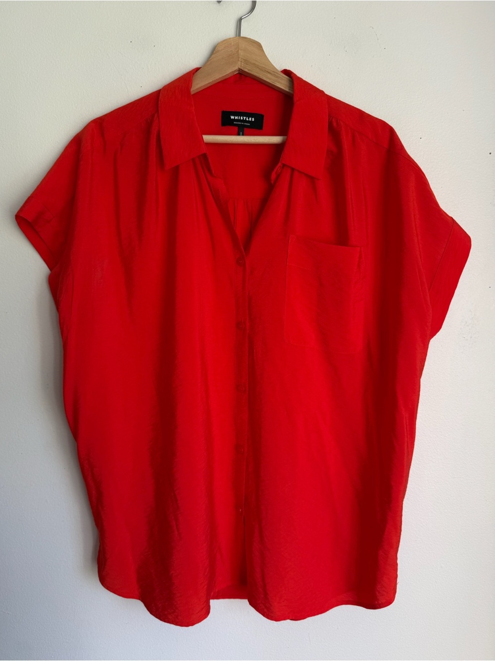 Whistles Lea Short Sleeve Red Orange Blouse Shirt - Picture 4 of 9